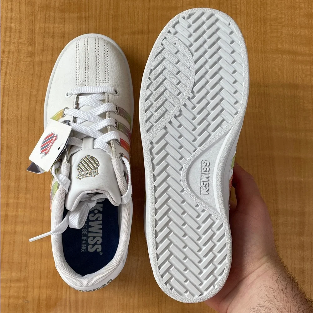 K-Swiss Women’s Tennis Shoes Size 6.5 White Color Striped - Picture 6 of 11